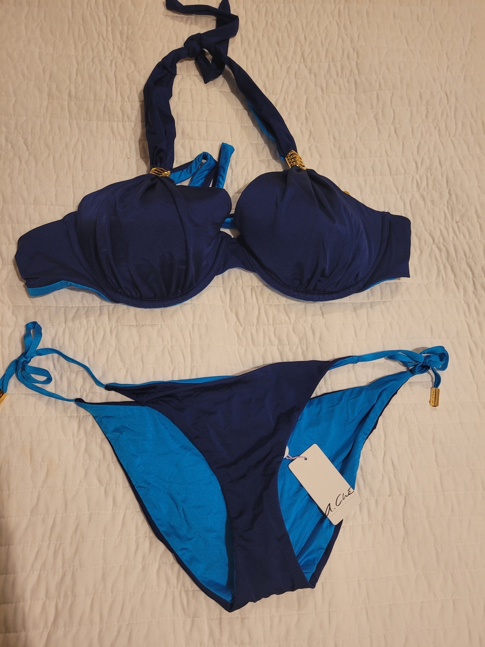 Beautiful Navy Halter Swimsuit